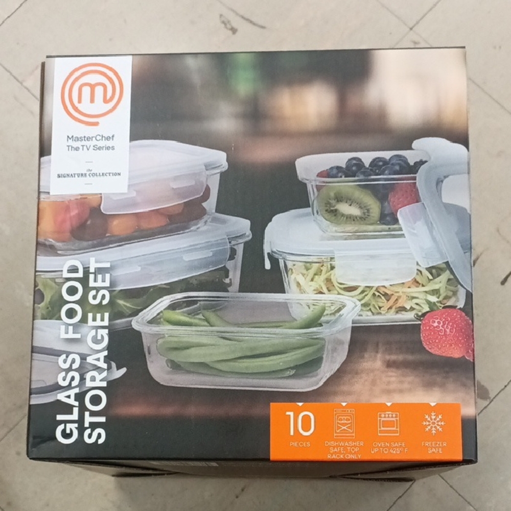 White Glass Food Storage Containers Set 10 Pieces